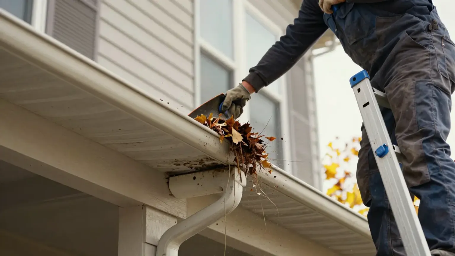 Documentary-style iPhone photo of gutter reattachment in progress on a Lehi Utah home showing new hanger hardware and corrected pitch