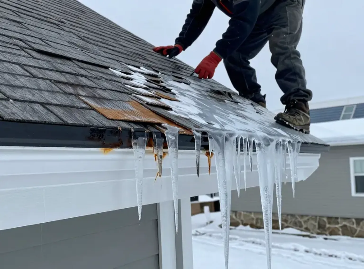 Documentary-style iPhone photo of completed roof repair on a residential Lehi Utah property showing clean finish and new flashing